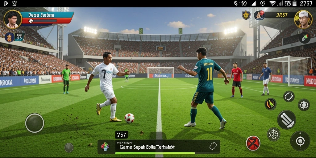 Tampilan gameplay mendebarkan dalam game sepak bola 2757.