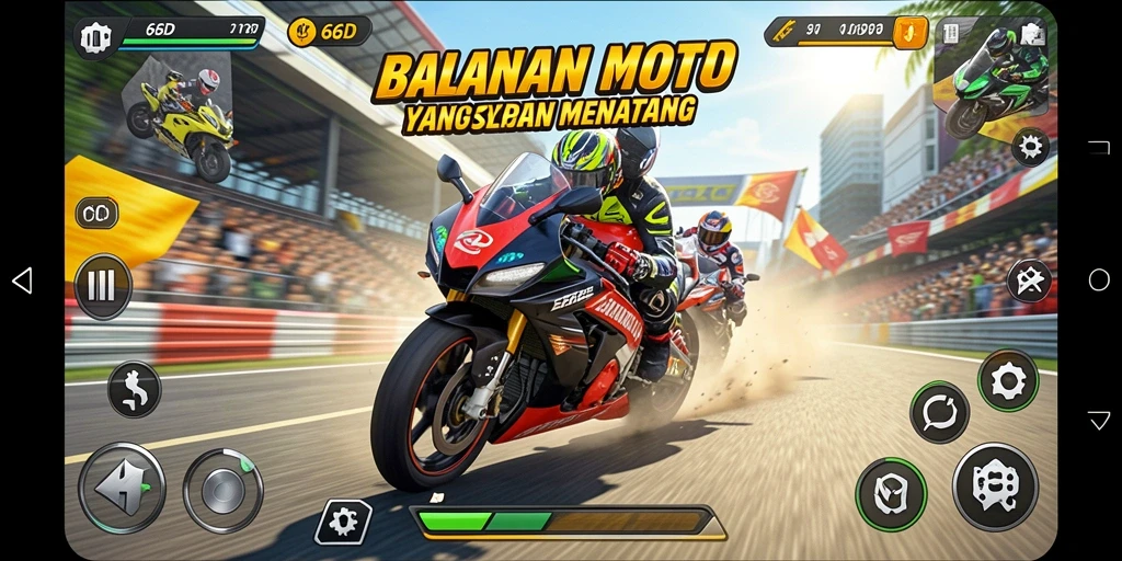 Tampilan gameplay 66D yang menegangkan dan penuh adrenalin.
