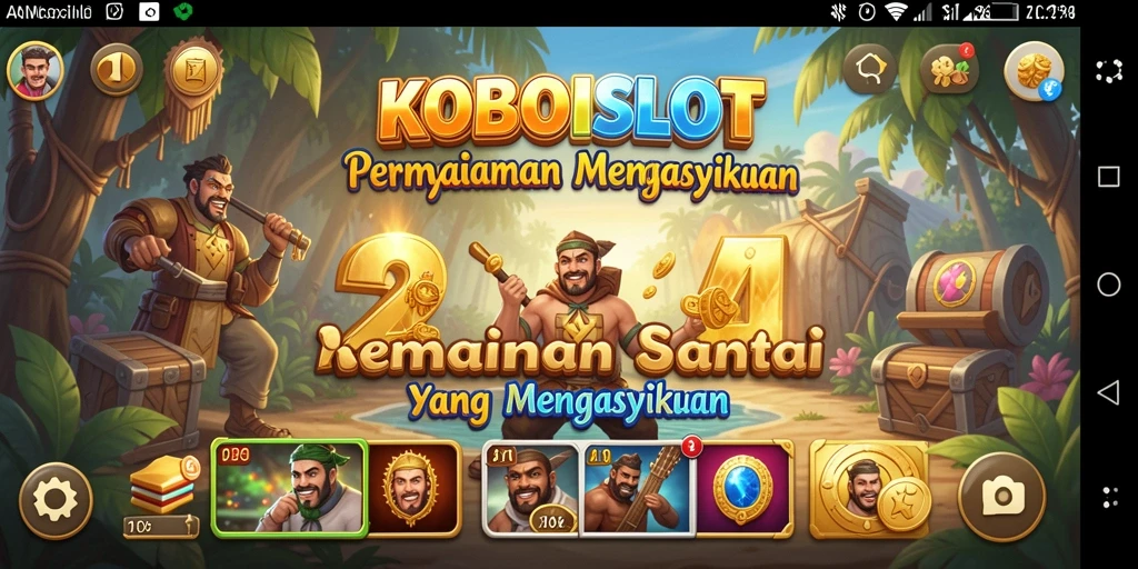 Screenshot KOBOISLOT menampilkan gameplay yang ceria dan penuh warna.