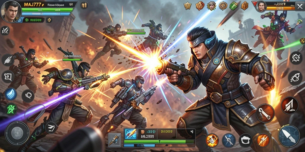 Screenshot gameplay MAJ777 menampilkan pertarungan epic dan karakter yang menarik.