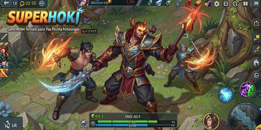 Screenshot dari gameplay <strong>SUPERHOKI</strong> yang menunjukkan pertarungan seru di arena.